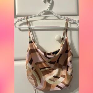 Forever 21 Brown Graphic Crop Camisole zip up in back